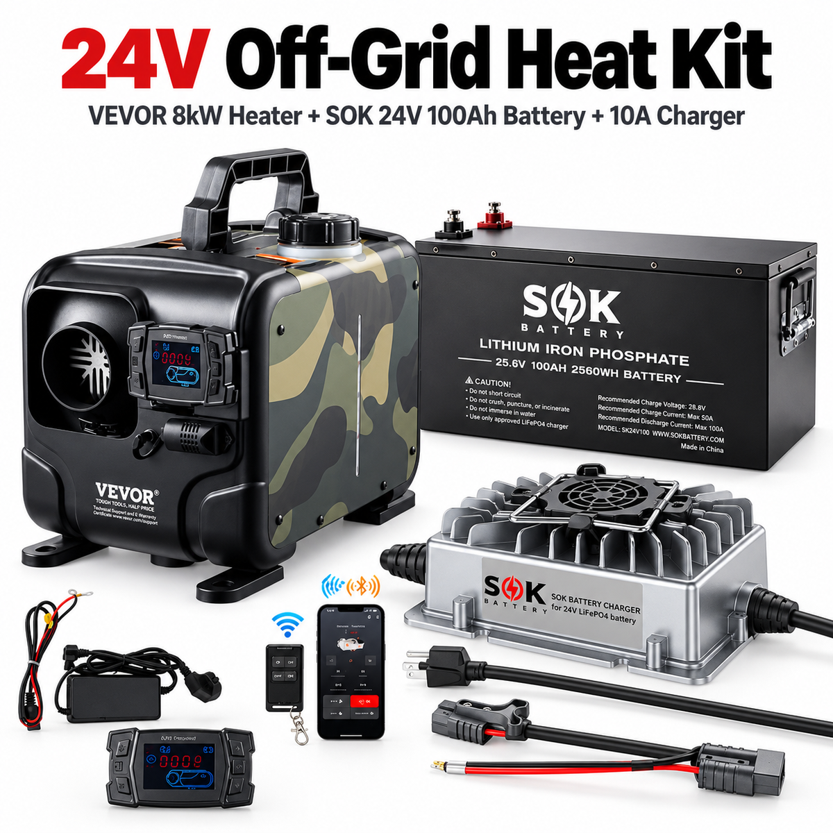 Elevation 24V heater system with VEVOR heater and SOK 24V battery