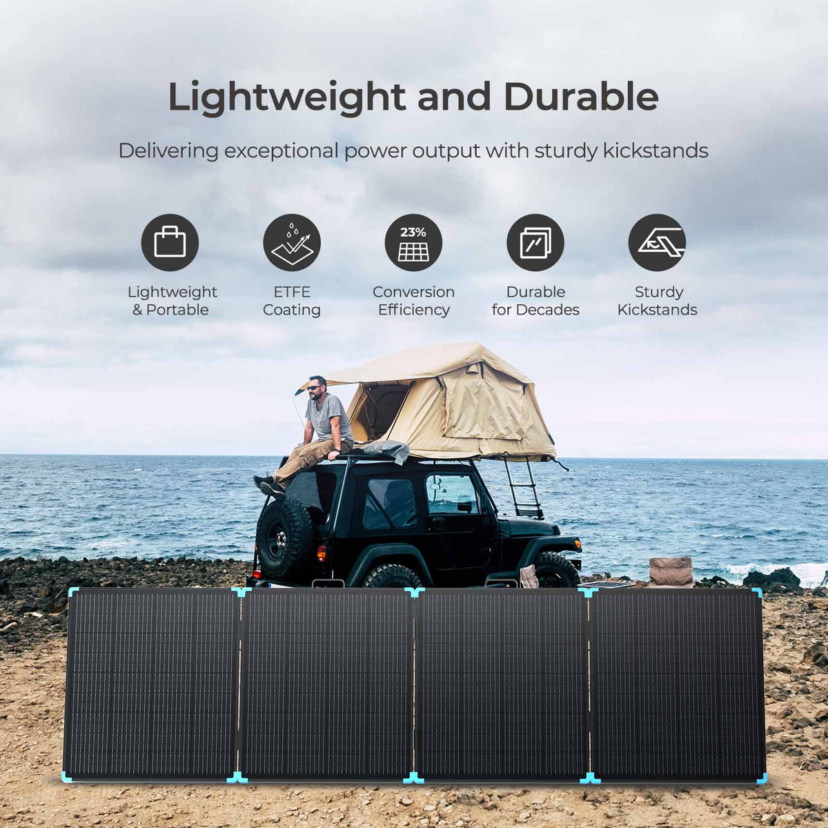 Renogy 400W lightweight portable solar suitcase folded and portable view