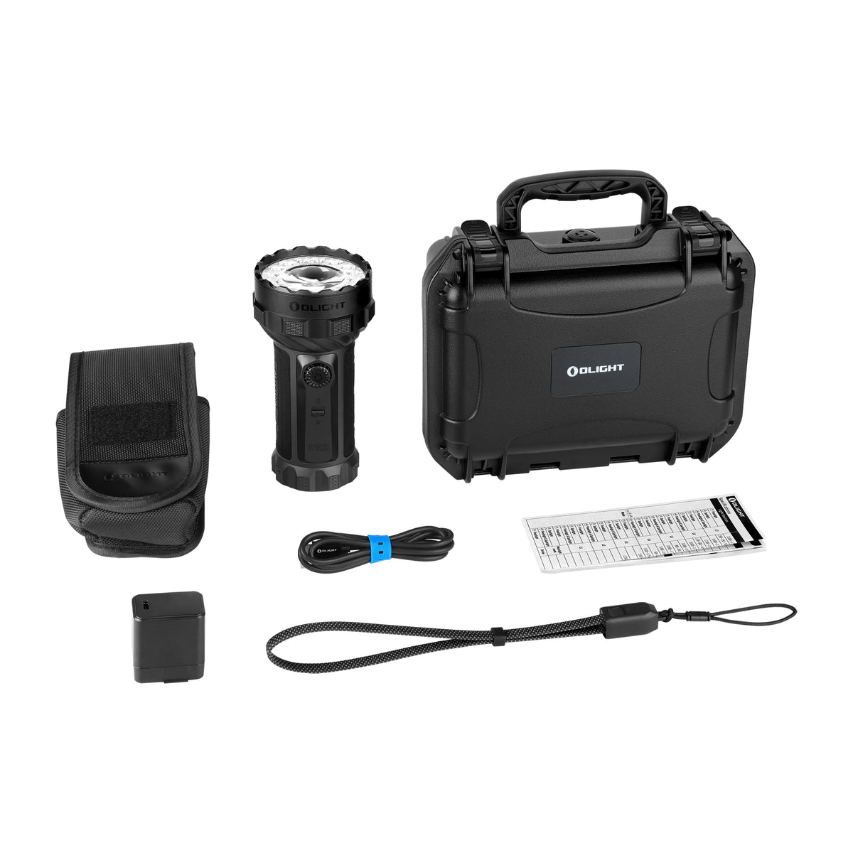 Olight Marauder 3 Black U.S. package contents with adapter