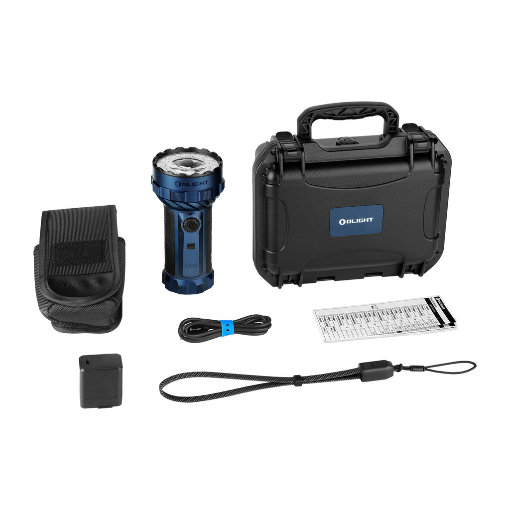 Olight Marauder 3 Midnight Blue U.S. package contents with adapter