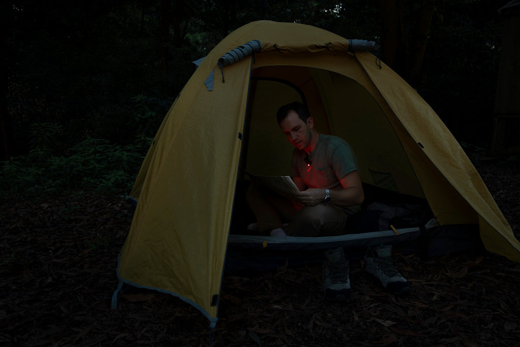 Olight Oclip 2 Pro used as hands-free lighting while camping