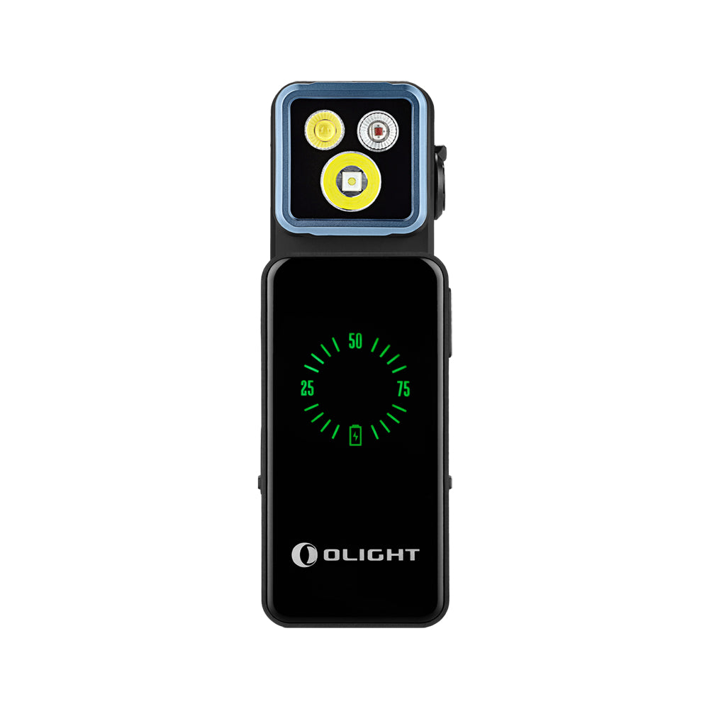 Olight Oclip 2 Pro Premium Black front view with Mobile Charging Dock