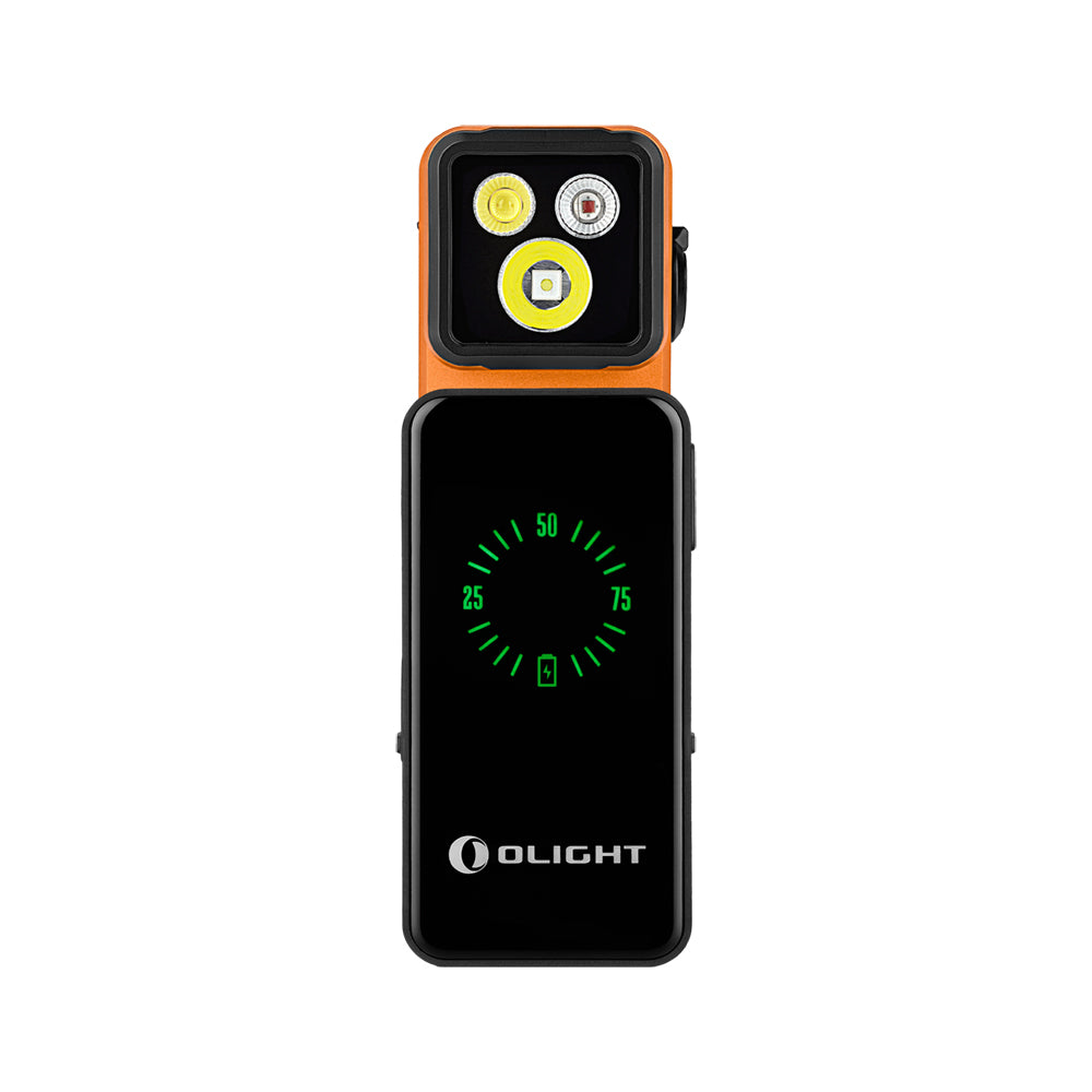 Olight Oclip 2 Pro Premium Orange with Mobile Charging Dock rear view