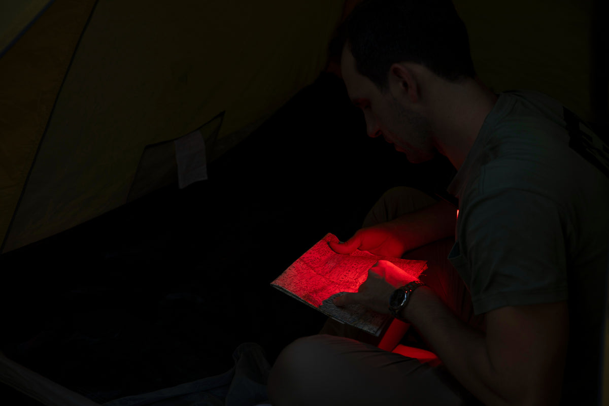 Olight Oclip 2 Pro red light used for map reading while camping