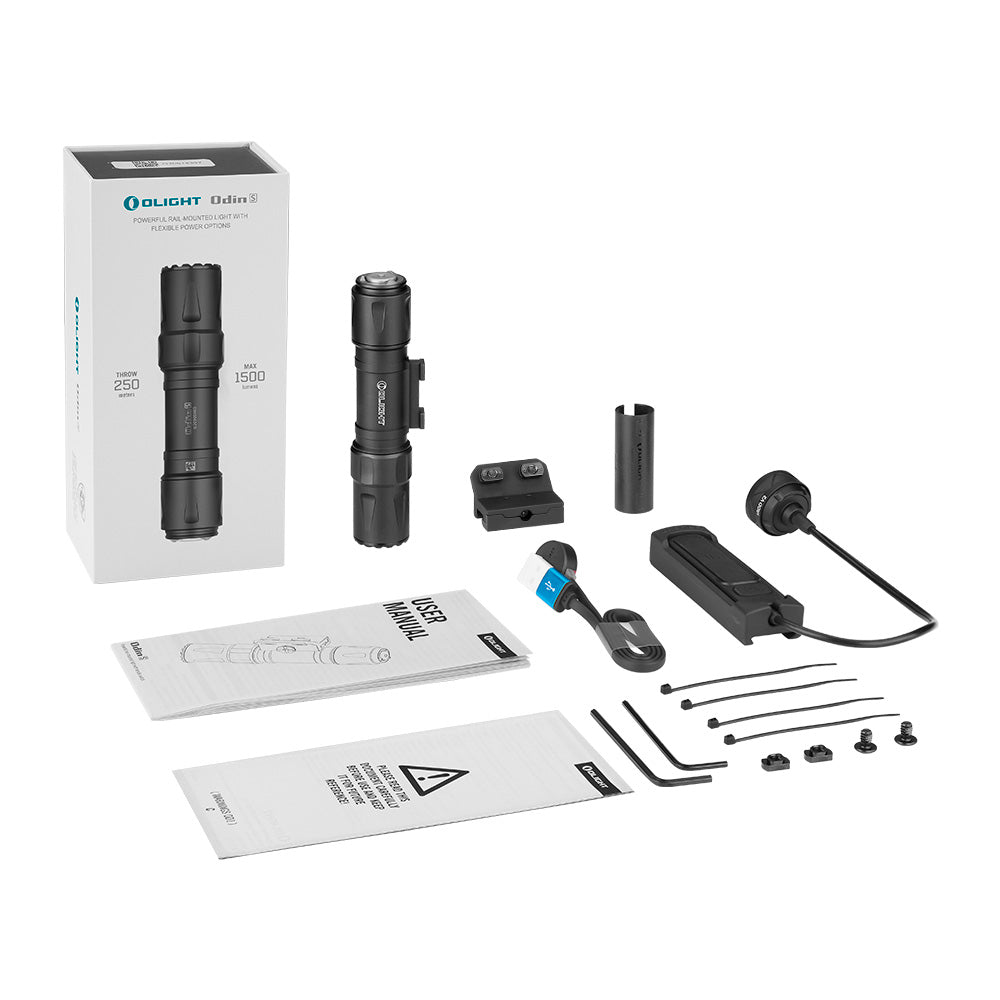Olight Odin S M-LOK Matte Black box contents and included accessories