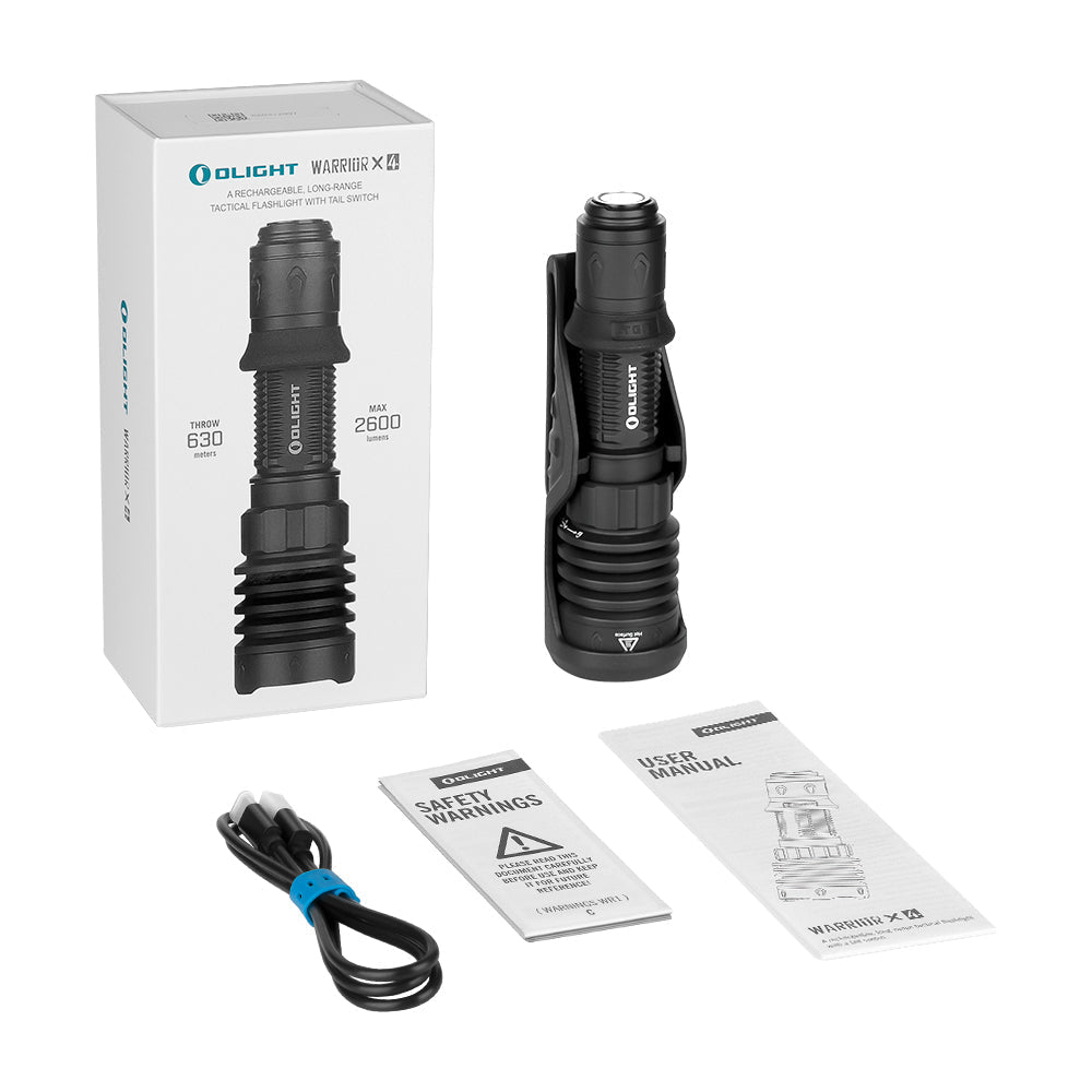 Olight Warrior X 4 box and included accessories