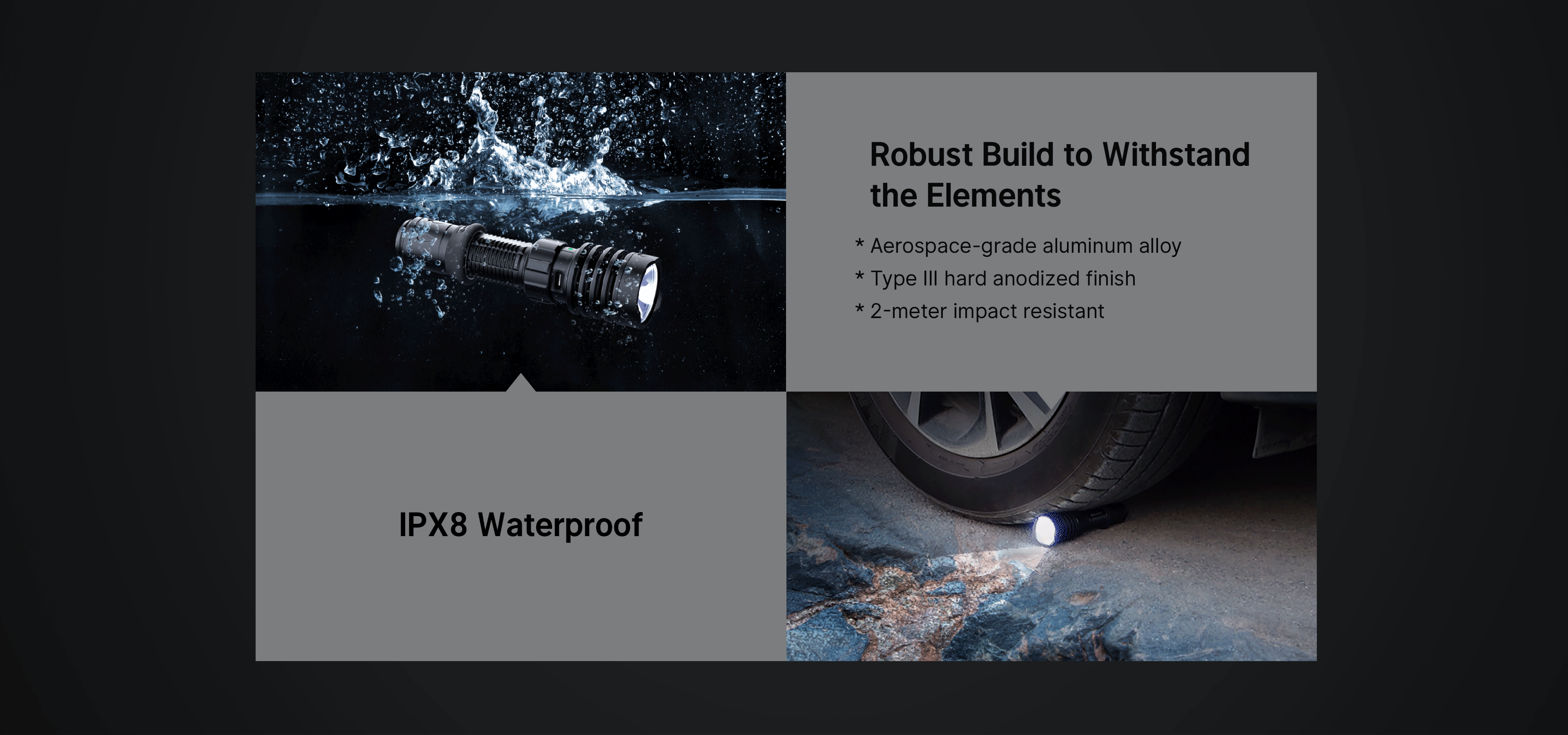 Olight Warrior X 4 IPX8 waterproof and 2 meter impact resistance