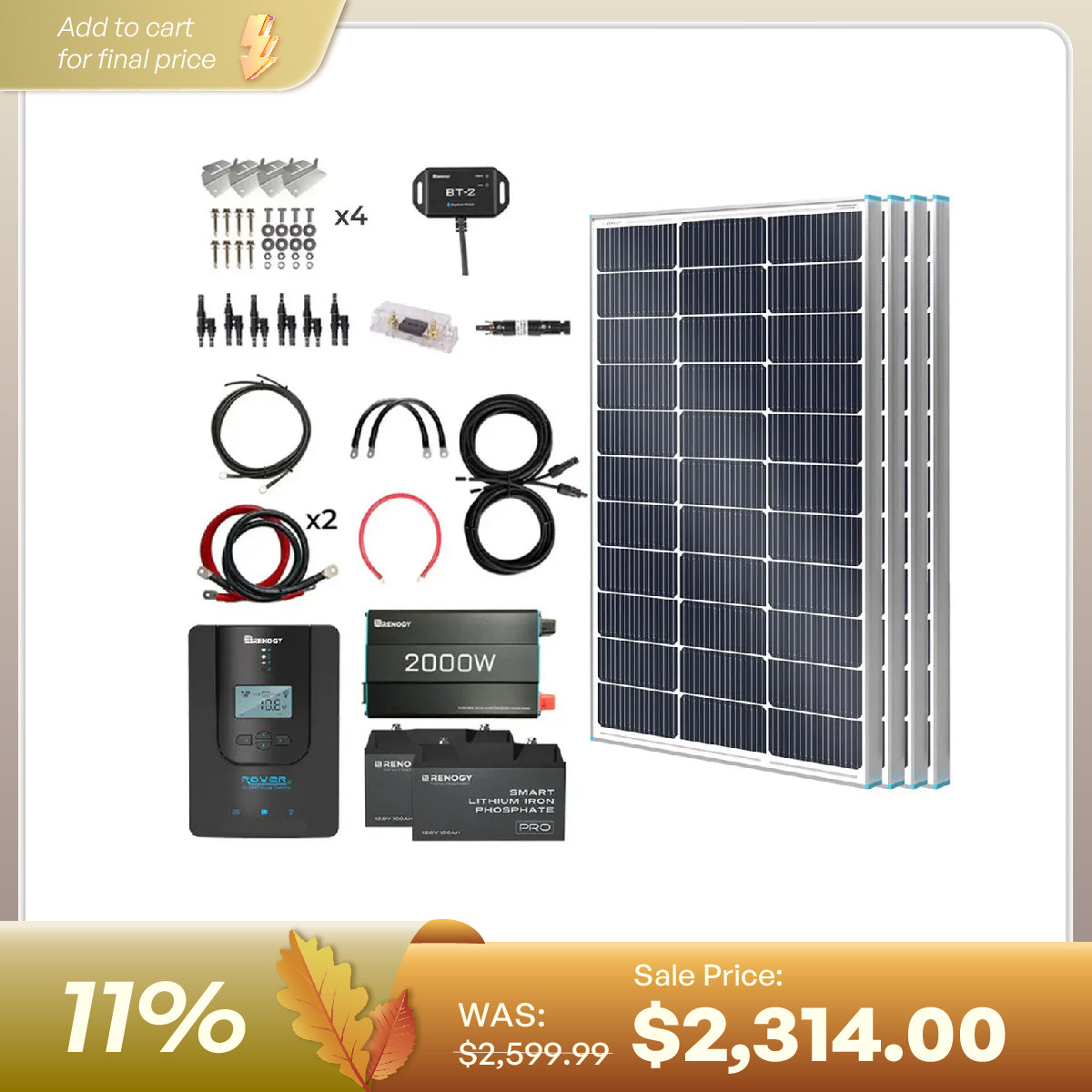 Renogy 12V 200Ah Core Mini LiFePO4 battery