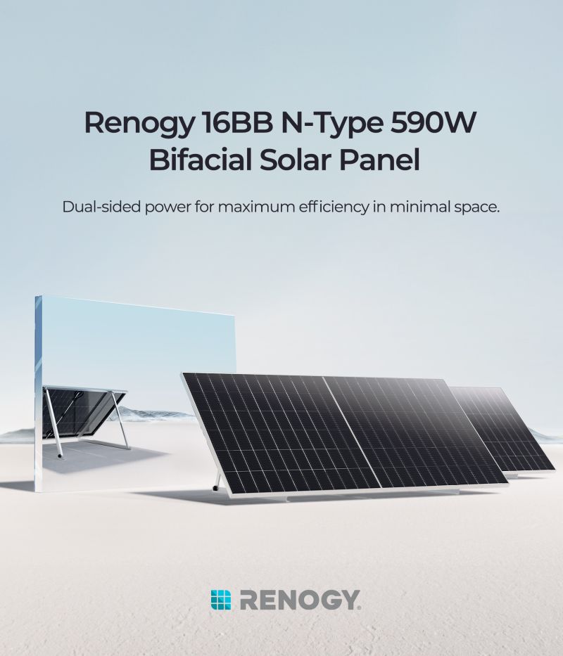 Renogy 590W 16BB N-Type bifacial solar panel application image