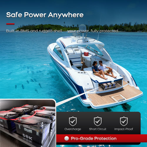 SOK SK12V100PC 12V 100Ah LiFePO4 battery in application use
