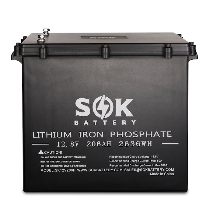 SOK SK12V206PH marine-grade 12V 206Ah heated LiFePO4 battery