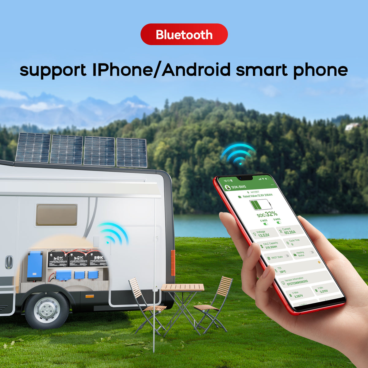 SOK SK12V280H Bluetooth monitoring feature
