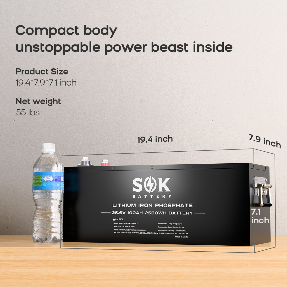 SOK SK24V100 battery dimensions