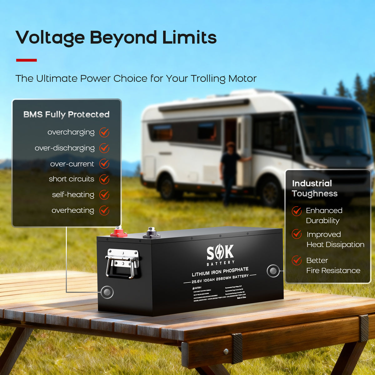 SOK SK24V100 24V 100Ah battery feature overview
