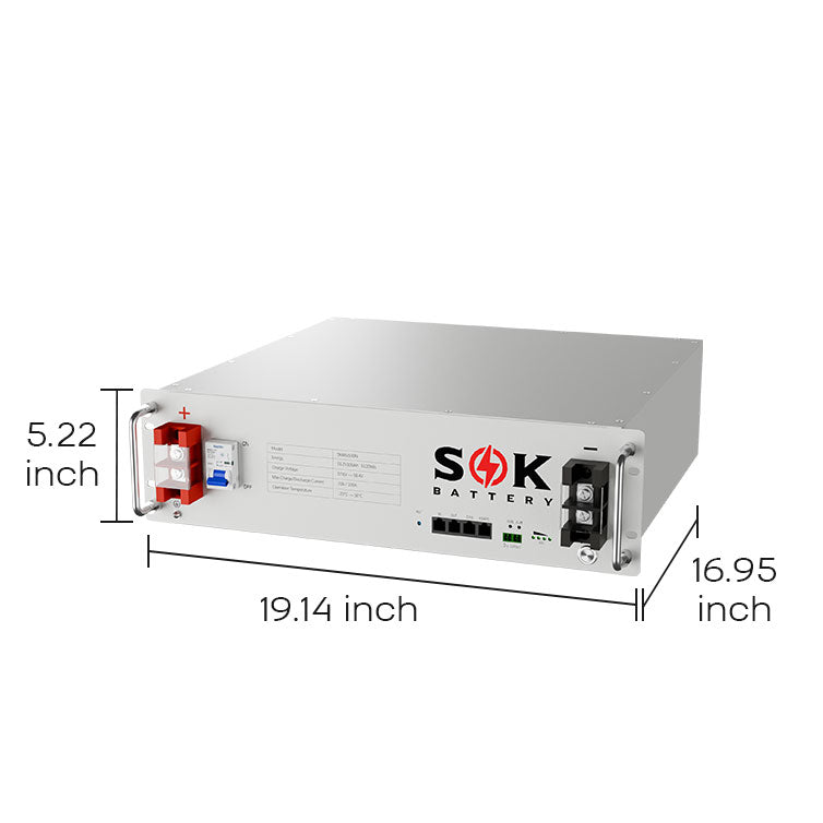 SOK SK48V100N 51.2V 100Ah rack battery used in the 30.72kWh system