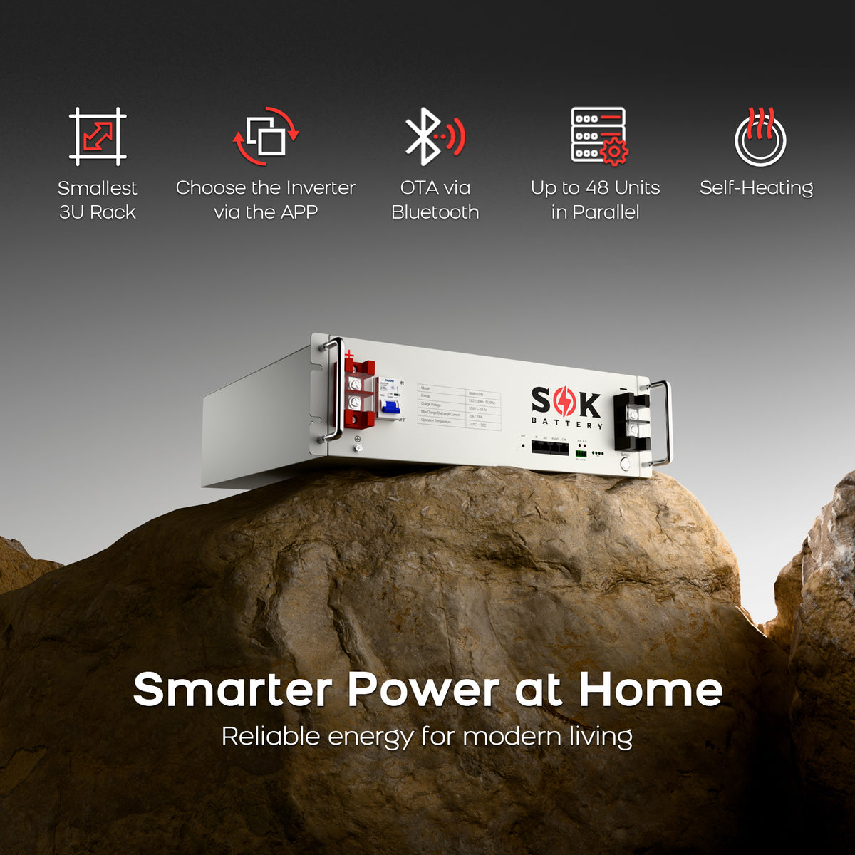 SOK SK48V100N 51.2V 100Ah rack battery feature overview