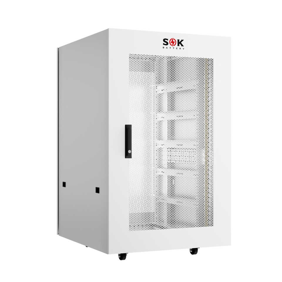 SOK 6-slot battery cabinet for SK48V100N batteries with wheels and busbar