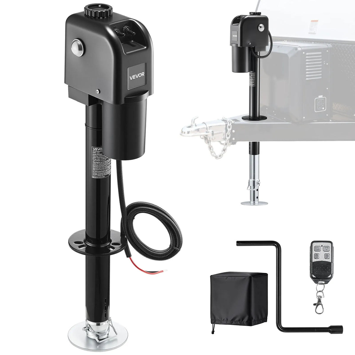 VEVOR Electric Trailer Jack, 7500 lbs Capacity, Electric Power Tongue Jack with Waterproof Protective Cover & LED Light for Travel