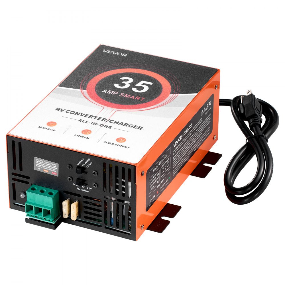 VEVOR RV Power Converter, 35 Amp, 110V AC to 12V DC RV Converter Battery Charger, 4 Stage Smart Charging, 13V to 16.5V Operating Range