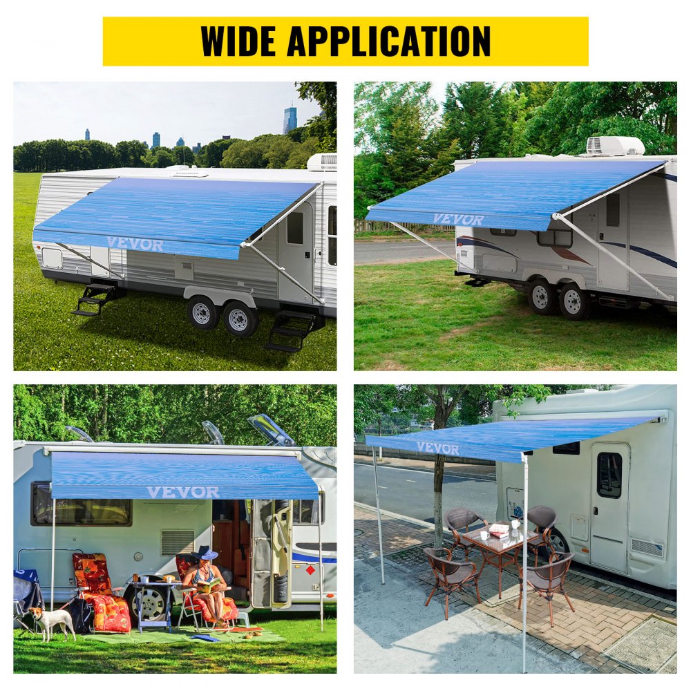 VEVOR RV Awning 16\' Camper Awning Fabric, Trailer Awning Canopy Patio Camping Car Awning, Durable 15oz Vinyl Roller Tube for RV, Van
