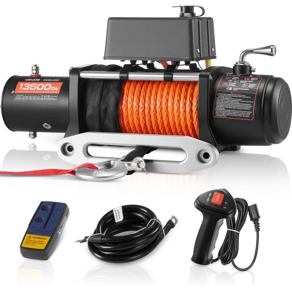 VEVOR 13,500 lb electric winch with synthetic rope