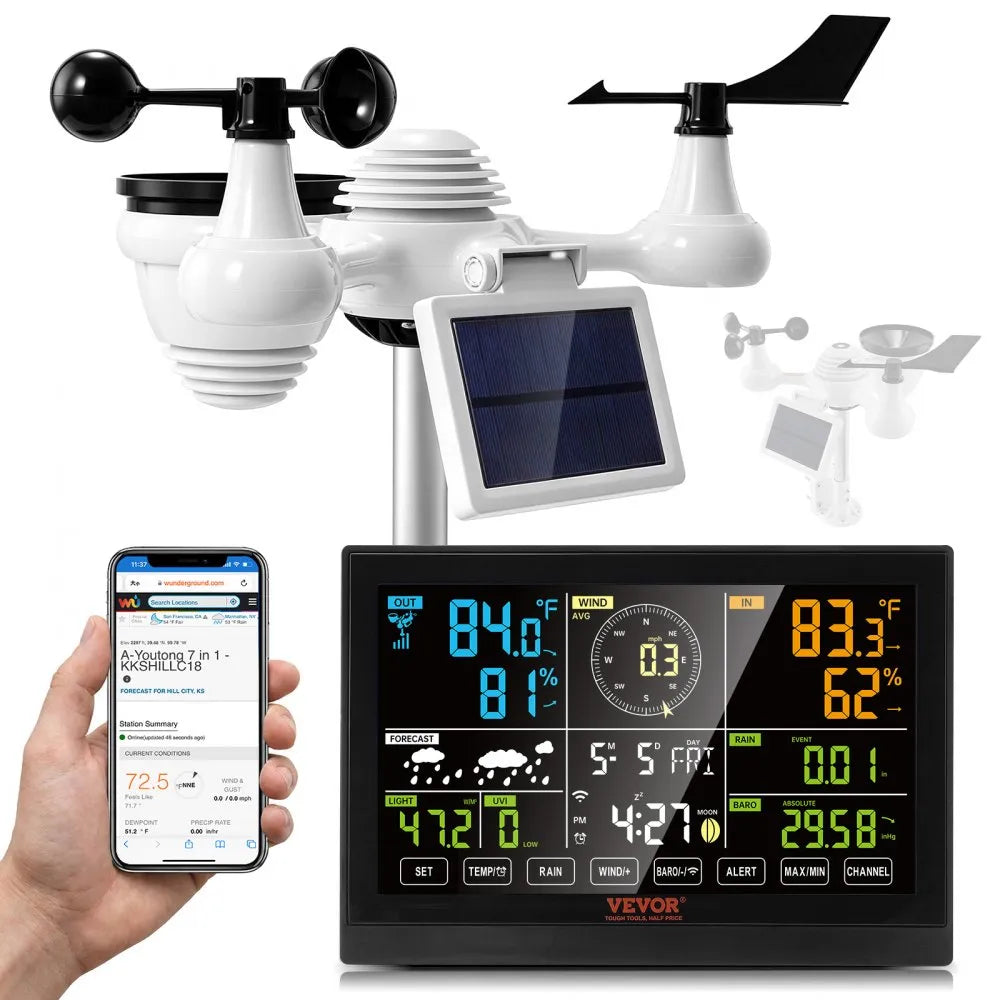 VEVOR 7-in-1 Wi-Fi weather station with 7.5 inch display