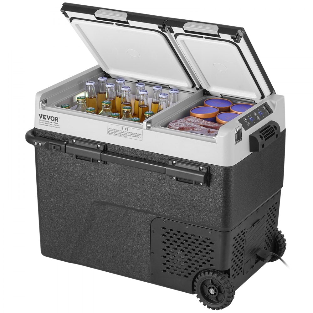 VEVOR 58L dual-zone 12V portable refrigerator