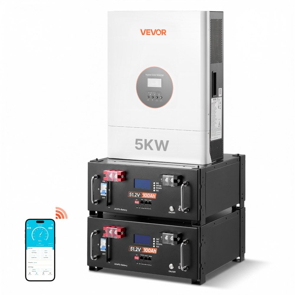 VEVOR 5120Wh LiFePO4 home power station with 5000W inverter